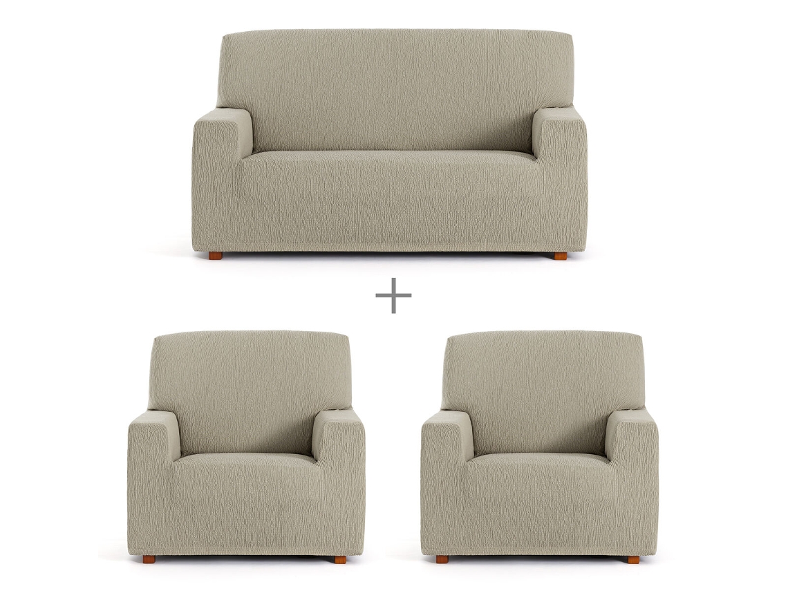 Conjunto de Capas para Sofá EYSA Troya Marrom Claro 70 X 110 X 210 Cm 3 Peças