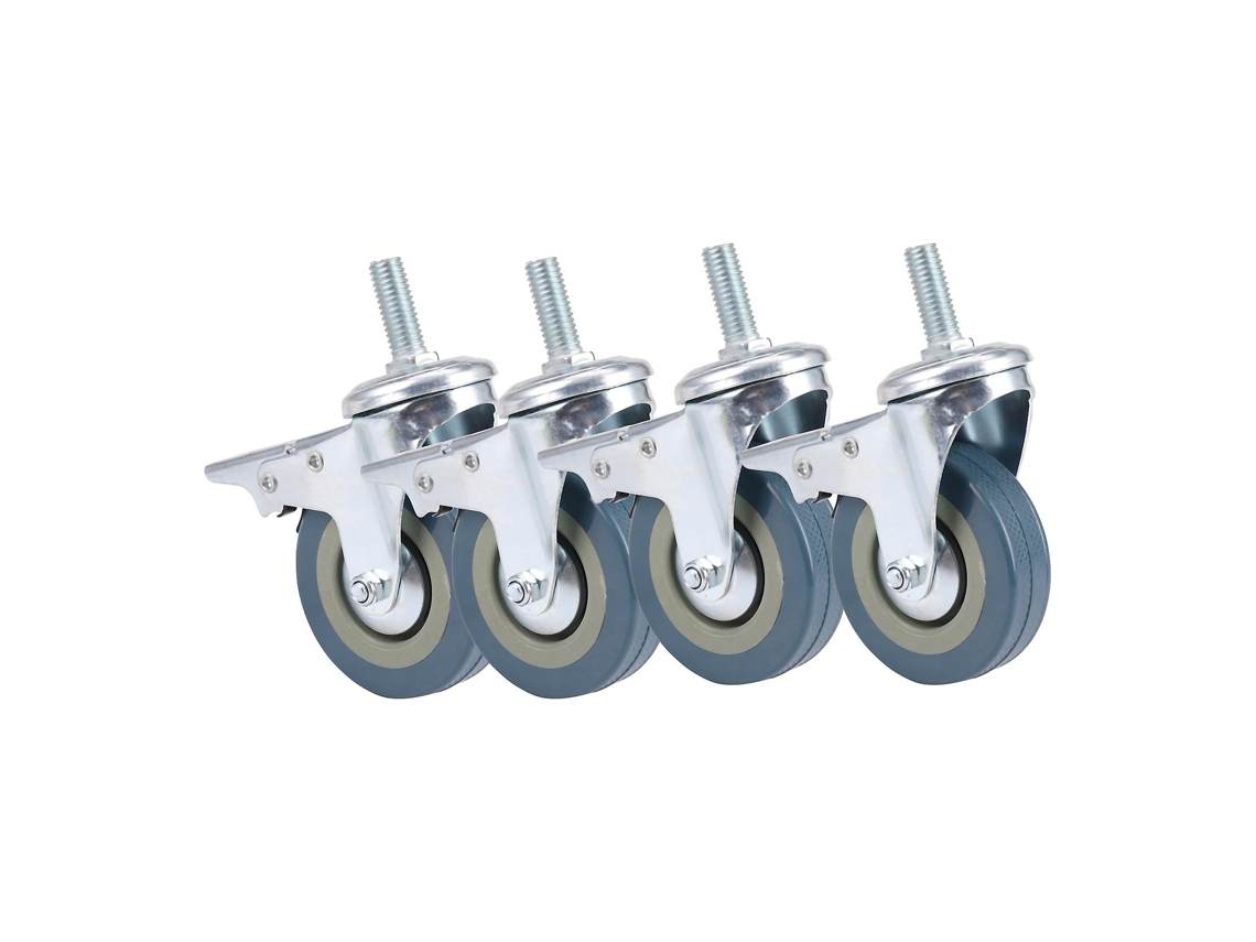 Rodízios Giratórios Reforçados De 75 Mm Com Freio Para Carrinhos De Móveis, 4 Unidades Db Aquaforge
