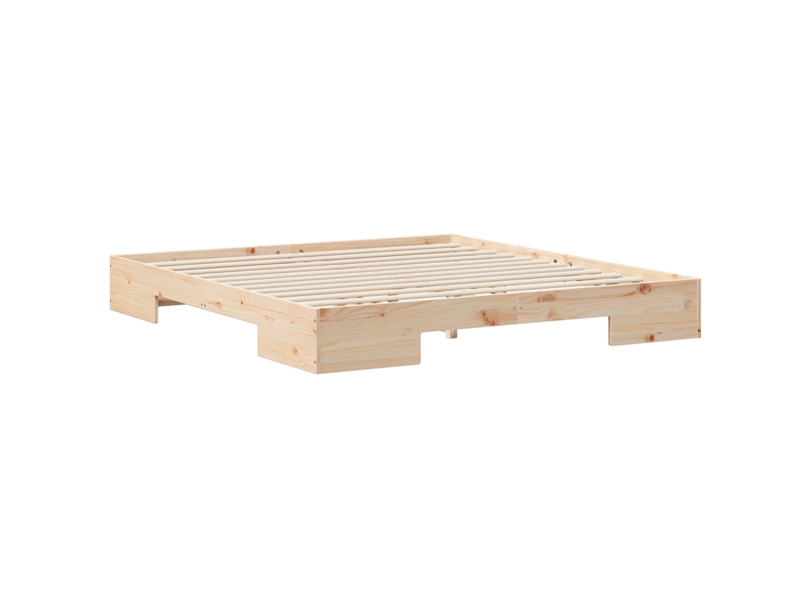Conjunto 1 Estrutura De Cama Vidaxl Castanho Madeira De Pinho Maciça (180 X 200 Cm)