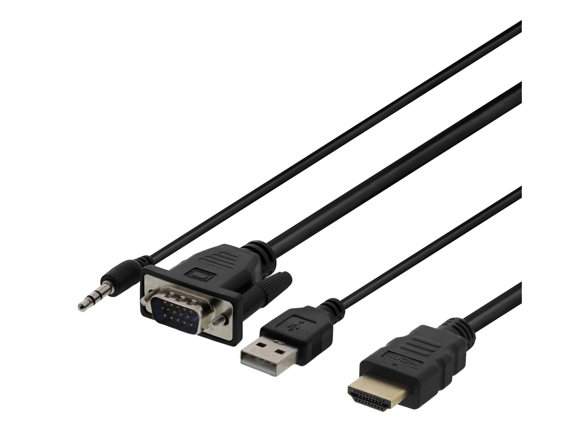 Lurelia Cabo Vga Para Hdmi, 1 M, Com Áudio, Com Alimentação, Vermelho