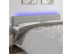 Vidaxl Cabeceira De Cama C/luzes Led Tecido 160x5x78/88 Cm Cinza-claro