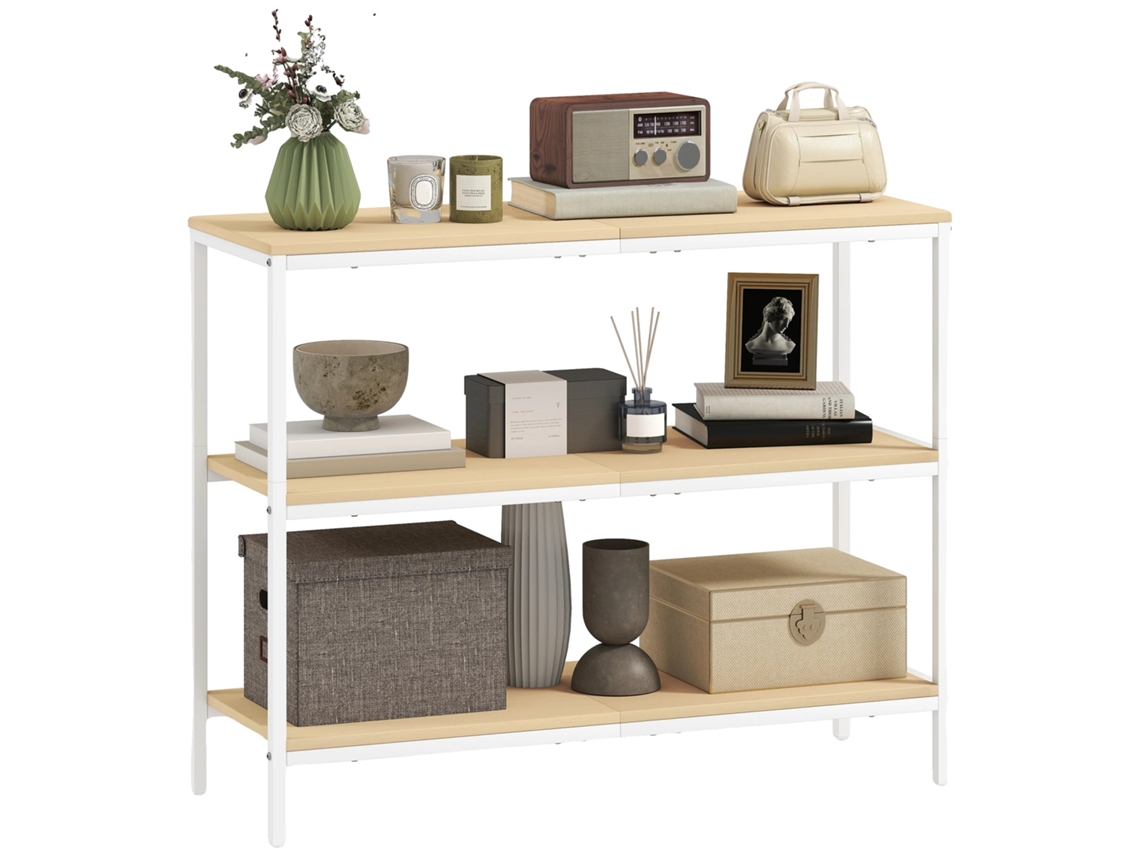 Mesa De Console, Estilo Moderno Minimalista, Prateleiras Abertas, Branco