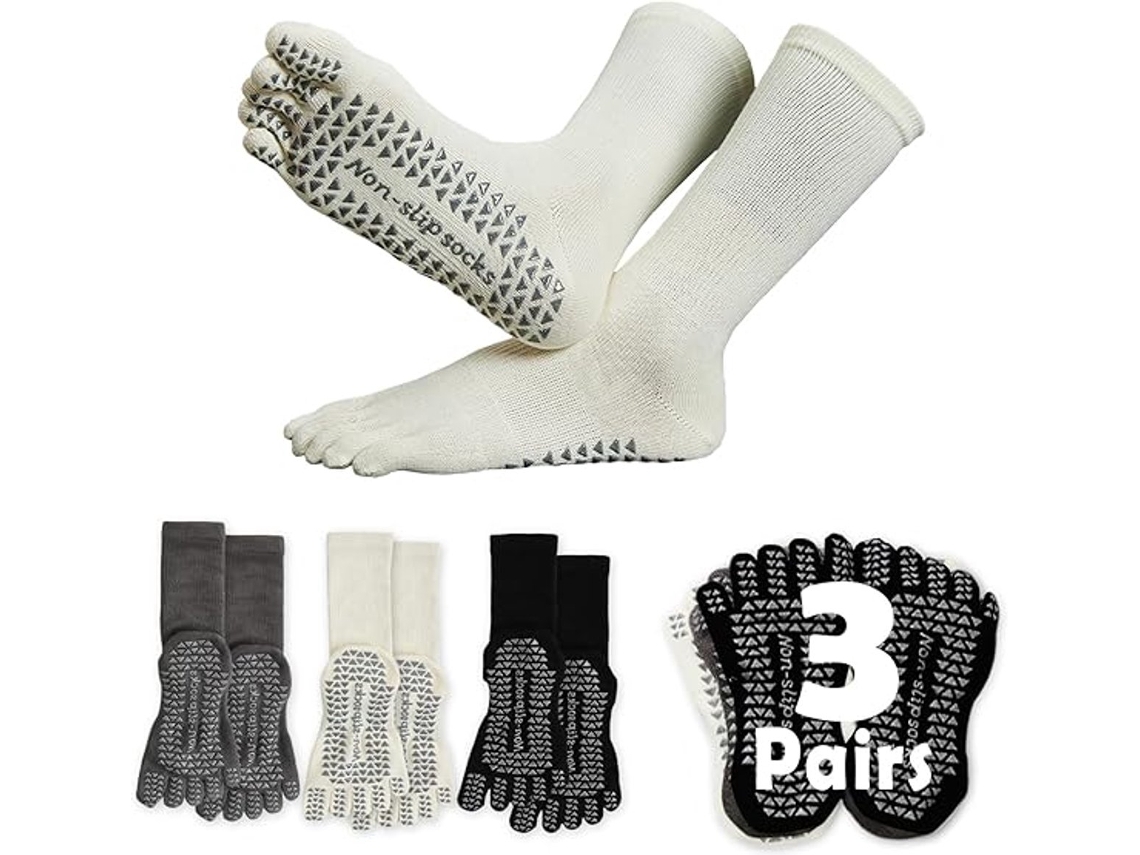 Meias de Ioga, 3 Pares, Femininas, Antiderrapantes AQUAFORGE