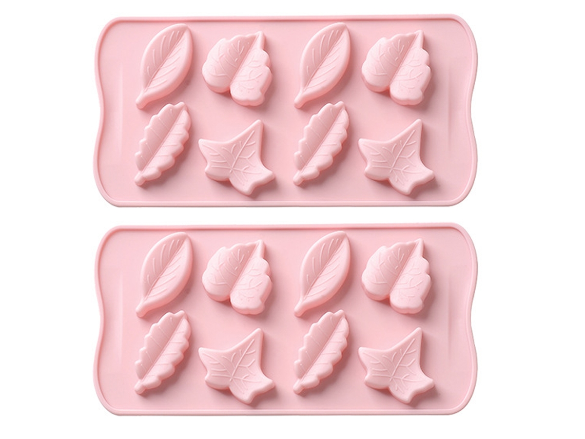 Molde de Silicone com 8 Cavidades em Formato de Folhas Verdes para Chocolates e Maltose RNEMITERY
