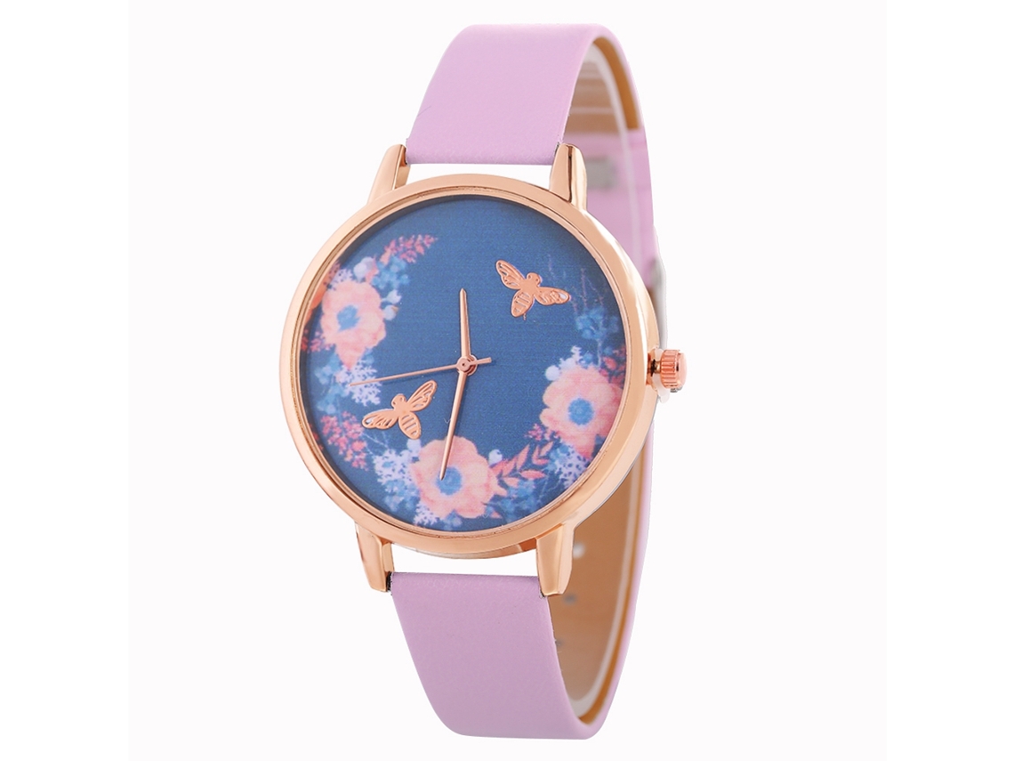 Relógio Feminino de Moda Coreana Zhoulianfa Zlf0544 c Pulseira de Couro Quartzo Rosa