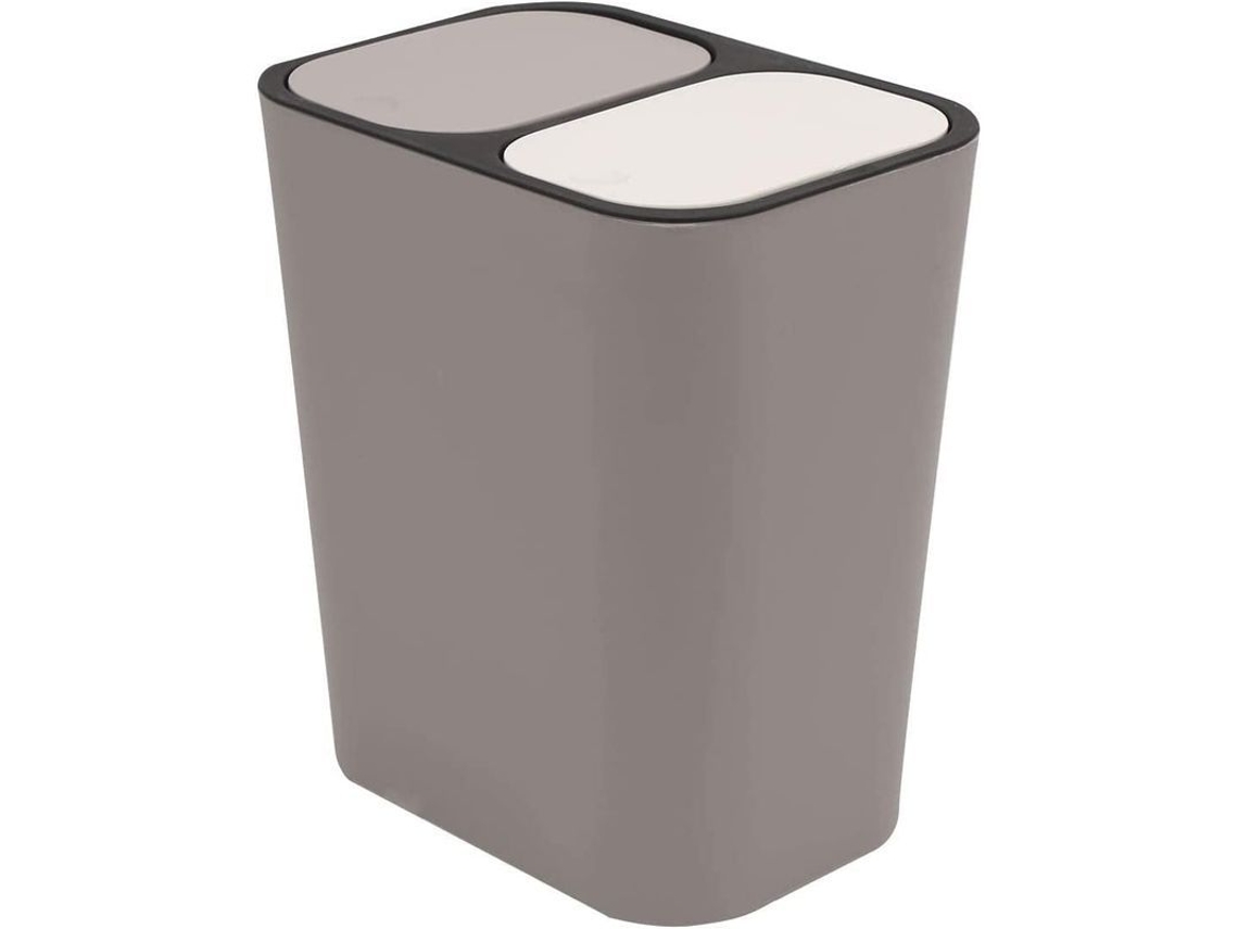 Lixeira reciclável Nova Line dupla com tampa de botão, plástico retangular para cozinha, escritório, casa, cinza | S/MARCA
