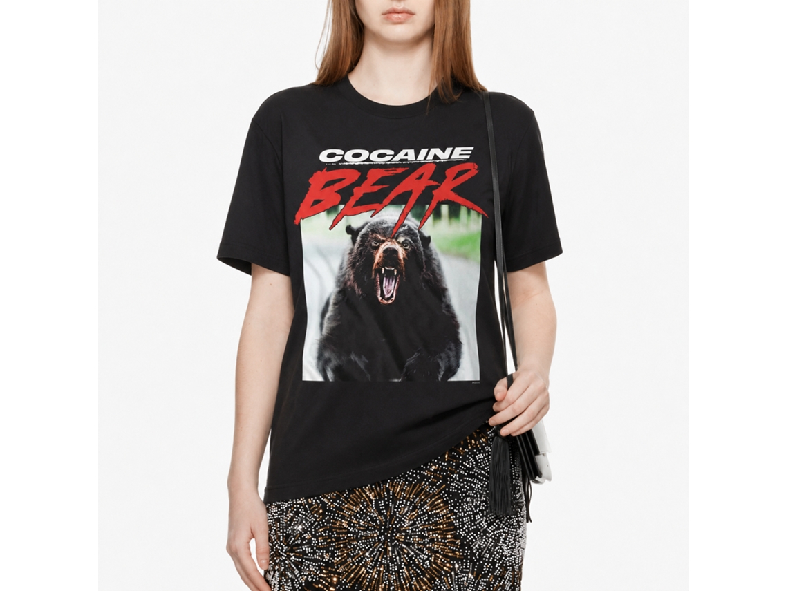 Rockinstone Cocaine Bear Photo Black Adult T-shirt Size:xl