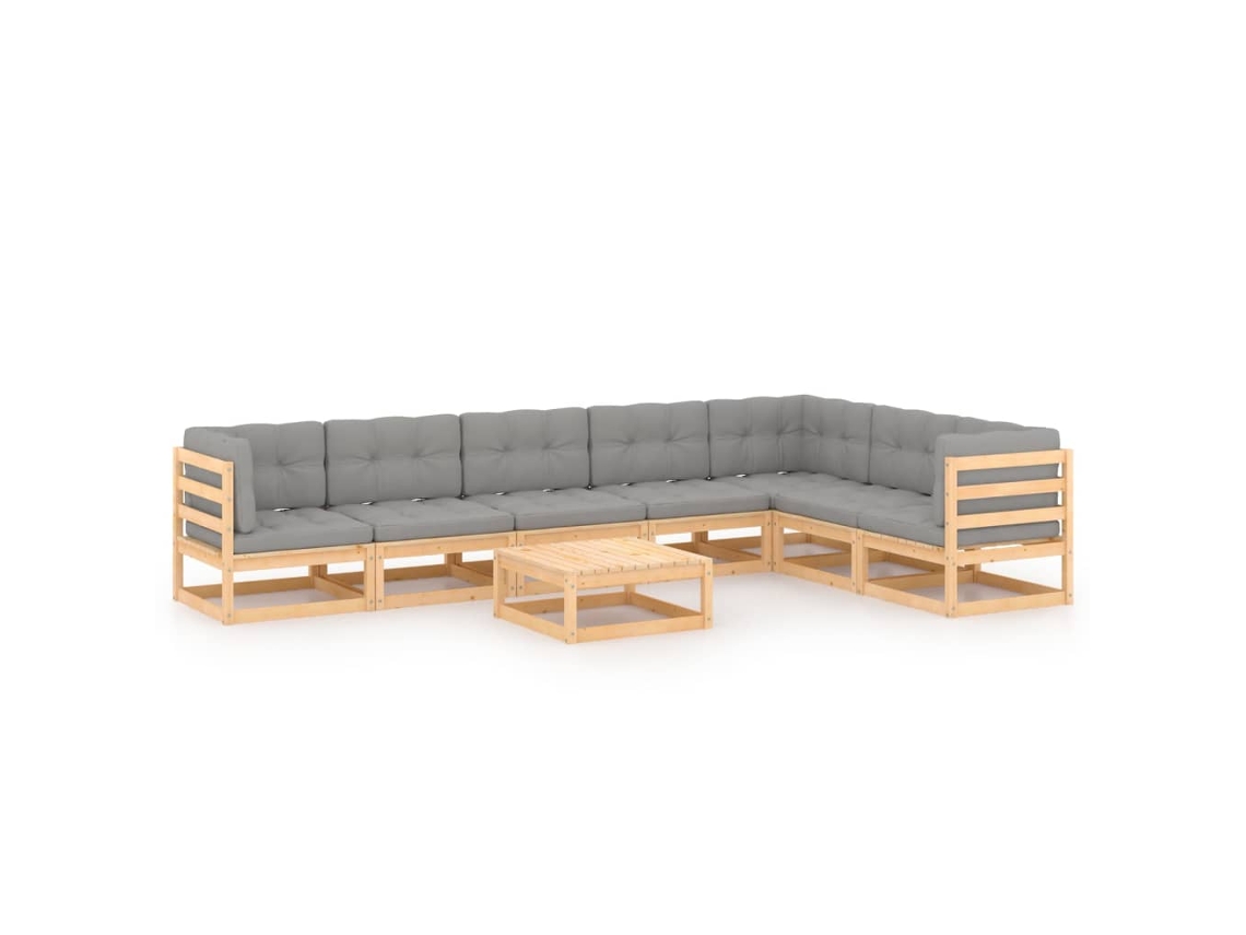 Maison Exclusive - 8 Pcs Conjunto Lounge De Jardim C/ Almofadões Pinho Maciço