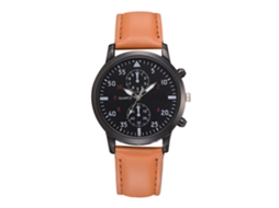 Reloj De Cuero Pu Redondo Para Hombres Moda Casual Negocios Fanteeda Café