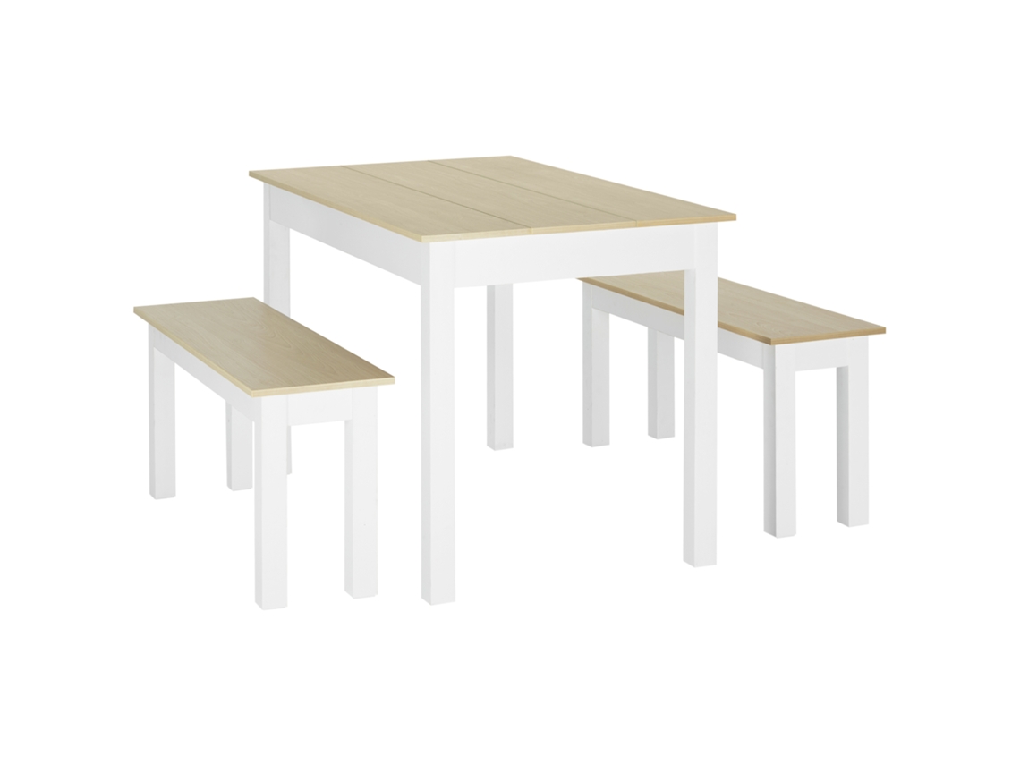 Conjunto de mesa de jantar com 2 bancos embutidos para 4-6 pessoas, aglomerado | S/MARCA