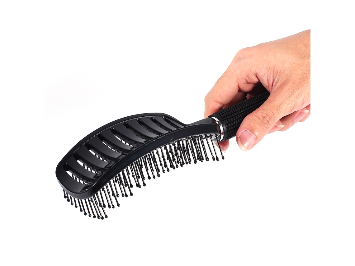 Pente Curvo Antiestático Com Design De Vento E Massagem Para Cabelo Liso, Ondulado, Seco E Molhado