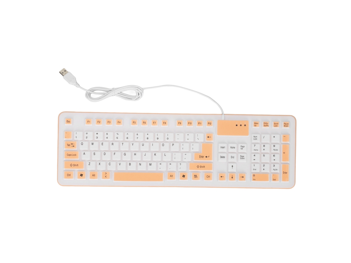 Aetheria teclado de Silicone Pliável 106 Teclas Usb À Prova D'água Silencioso para Pc Laptop Laranja
