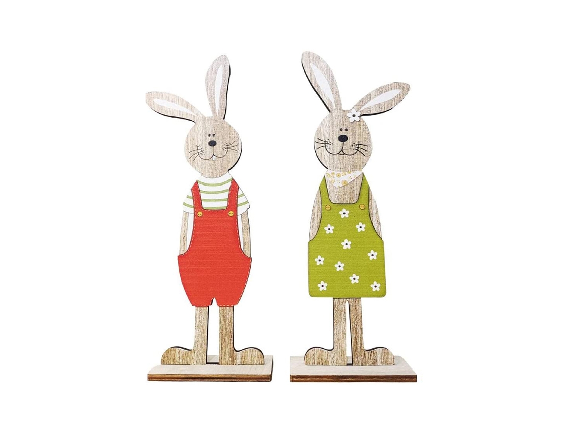 Decoração de mesa com coelho de Páscoa em madeira, ideal para jardim e ambiente de casa LAXISCREED