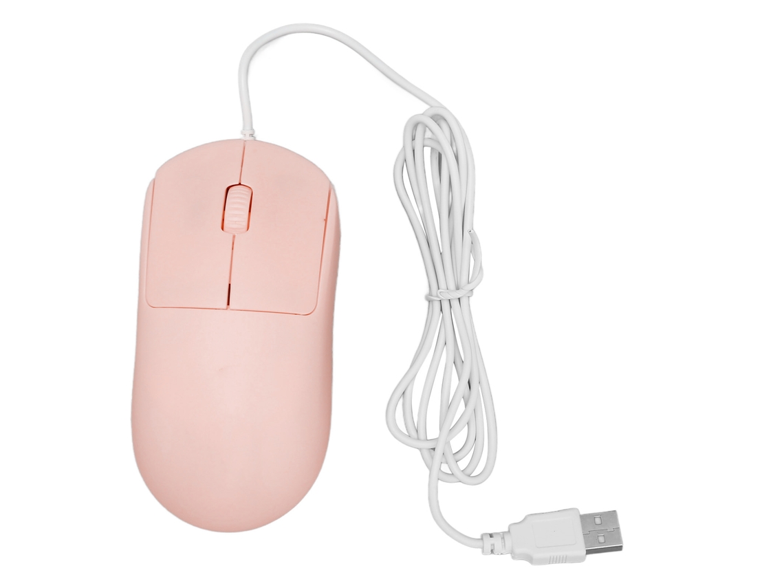 Rato Óptico com Cabo 1200 Dpi, Usb, Plug and Play, Rosa | S/MARCA