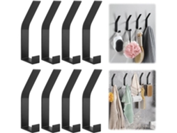 Conjunto De 8 Ganchos De Parede Pretos, Modernos, Para Casacos E Roupas, Com Parafusos Invisíveis, Sem Necessidade De Furar