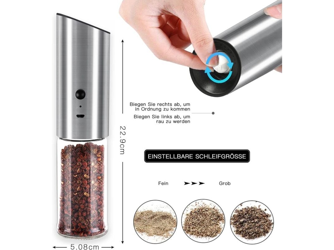 Moedor De Pimenta Elétrico Recarregável, Moedor De Pimenta Elétrico, Moedor De Sal E Pimenta Com Acionamento Automático Por Gravid Aquaforge