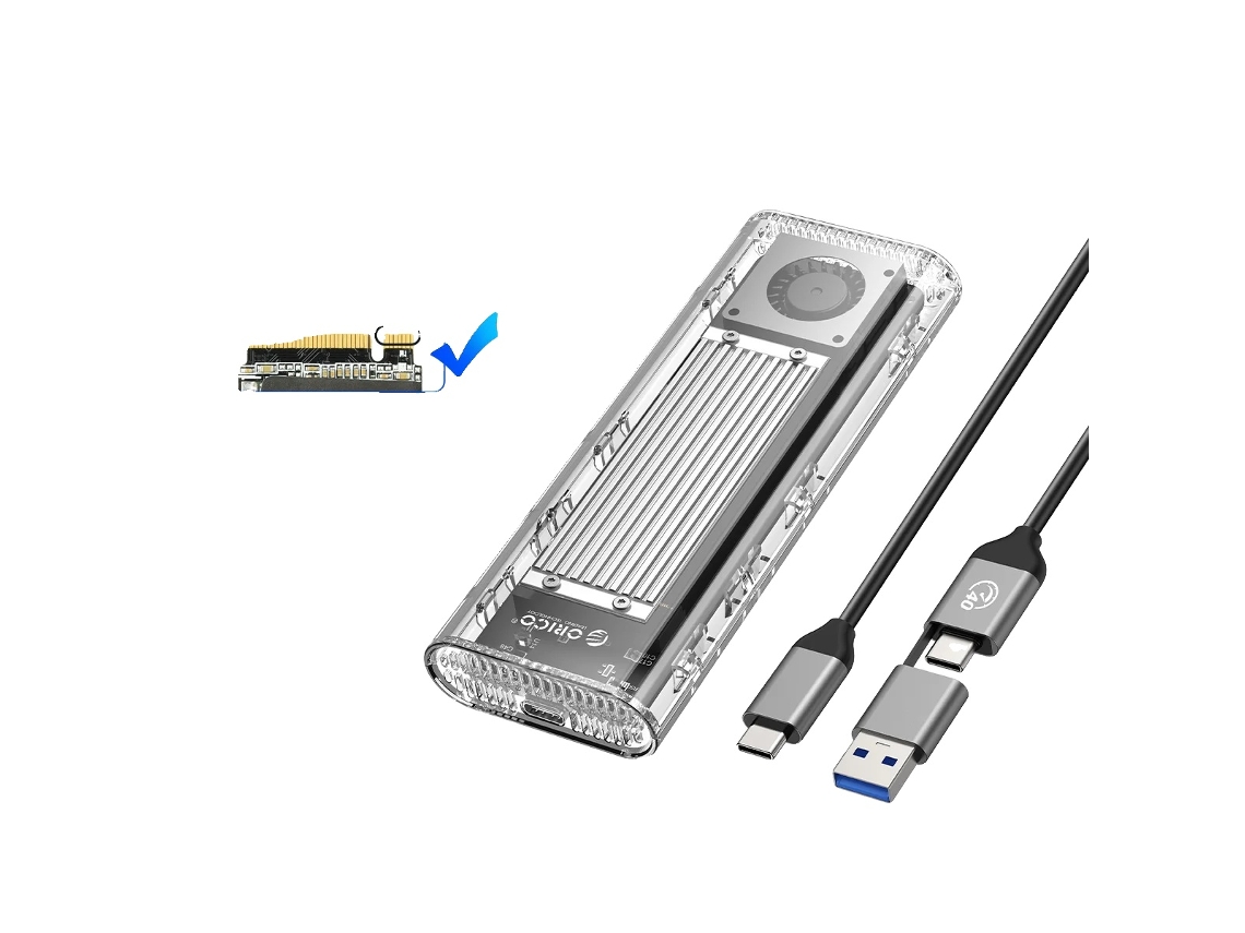 Caixa Ssd Nvme M.2 Usb4, Taxa De Transferência De 40gbps, Ventilador De Resfriamento Embutido,com Fan Silver Oem