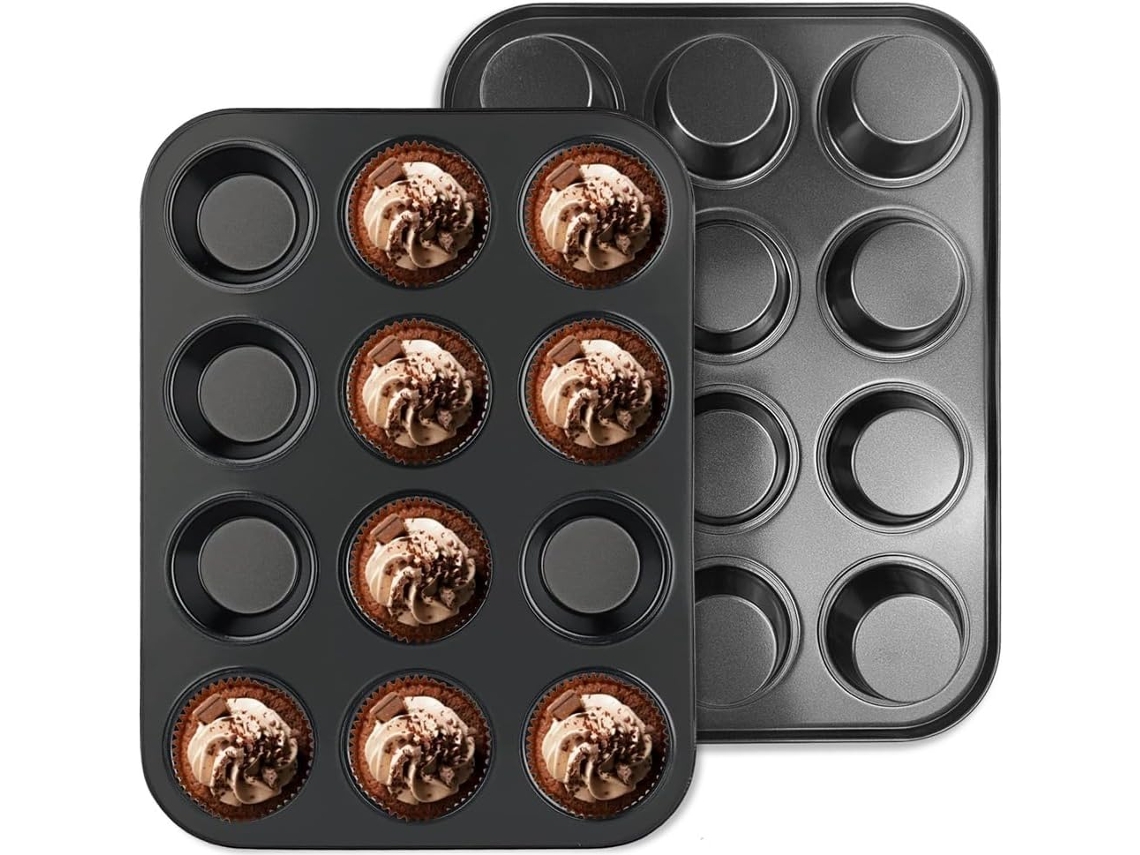 Forma Antiaderente Premium Para 24 Muffins, Cupcakes E Brownies Da Baking Tools. Gokoco
