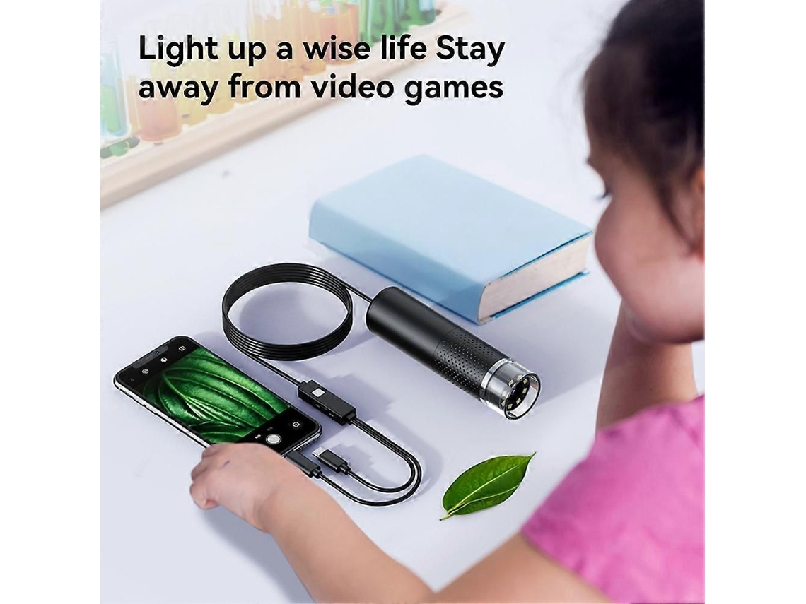 Microscópio Digital Portátil Com Câmera, Ampliação De 50x A 1600x, Usb, 8 Leds Ajustáveis, Compatível Com Ios E Android