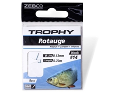 Pacote de 8 Líderes ZEBCO Trophy Roach 0,13Mm 70Cm Taille 14
