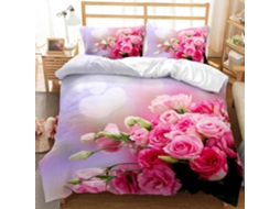 Capa de Edredom com Tema Rosas em Microfibra Fronha 220x240 Cm (LxAxP), 140x200 Cm