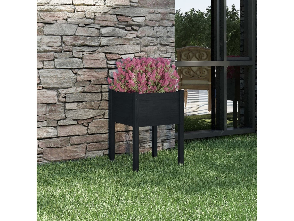 Vidaxl Vaso De Jardim 50x50x70 Cm Madeira De Pinho Maciça Preto