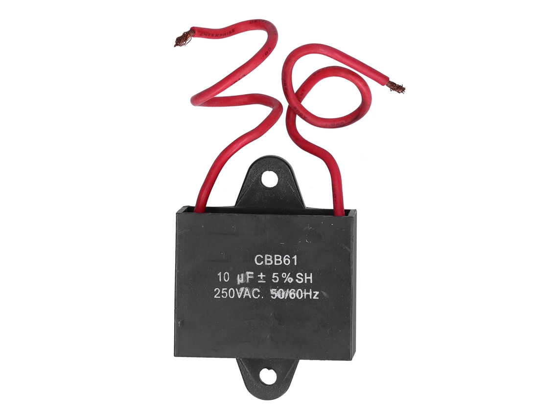 2 Capacitores de Arranque CBB61, 10μF, 250VAC, com Fio 14cm S/MARCA