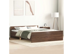 Vidaxl Estrutura Cama+cabeceira/apoio Pés 140x200 Cm Carvalho Castanho
