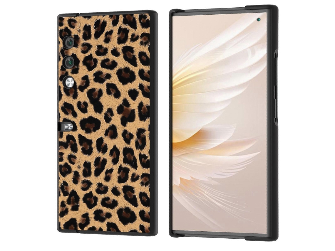 Capa De Celular Em Pu Com Estampa De Leopardo E Borda Preta Para Honor V.