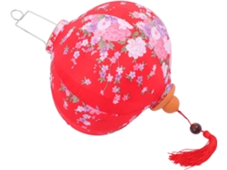 Lanterna Decorativa Redonda de Cetim Impermeável com Flor Vermelha de 30 Cm, Ideal para Pendurar em Festas de Ano Novo. SFUSHOS