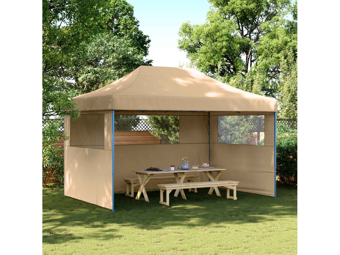 Vidaxl Tenda Para Festas Pop-up Dobrável Com 3 Paredes Laterais Bege
