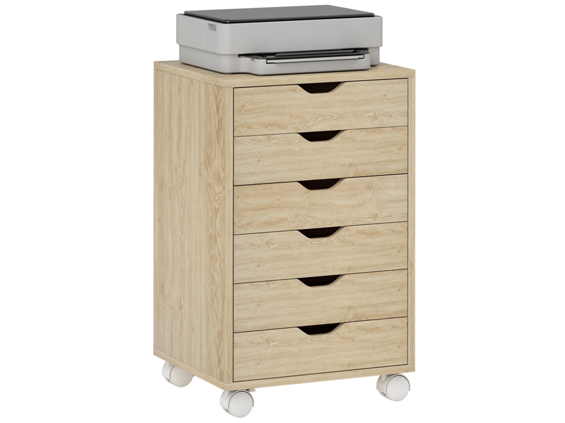 Bloco de Gavetas Melamina de Madeira Cor Madeira 40x35x63 cm Homcom