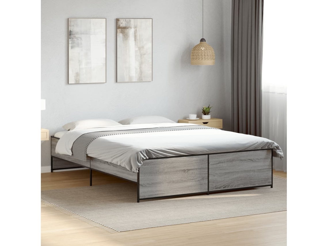 Vidaxl Estrutura De Cama 140x200 Cm Derivados De Madeira/metal