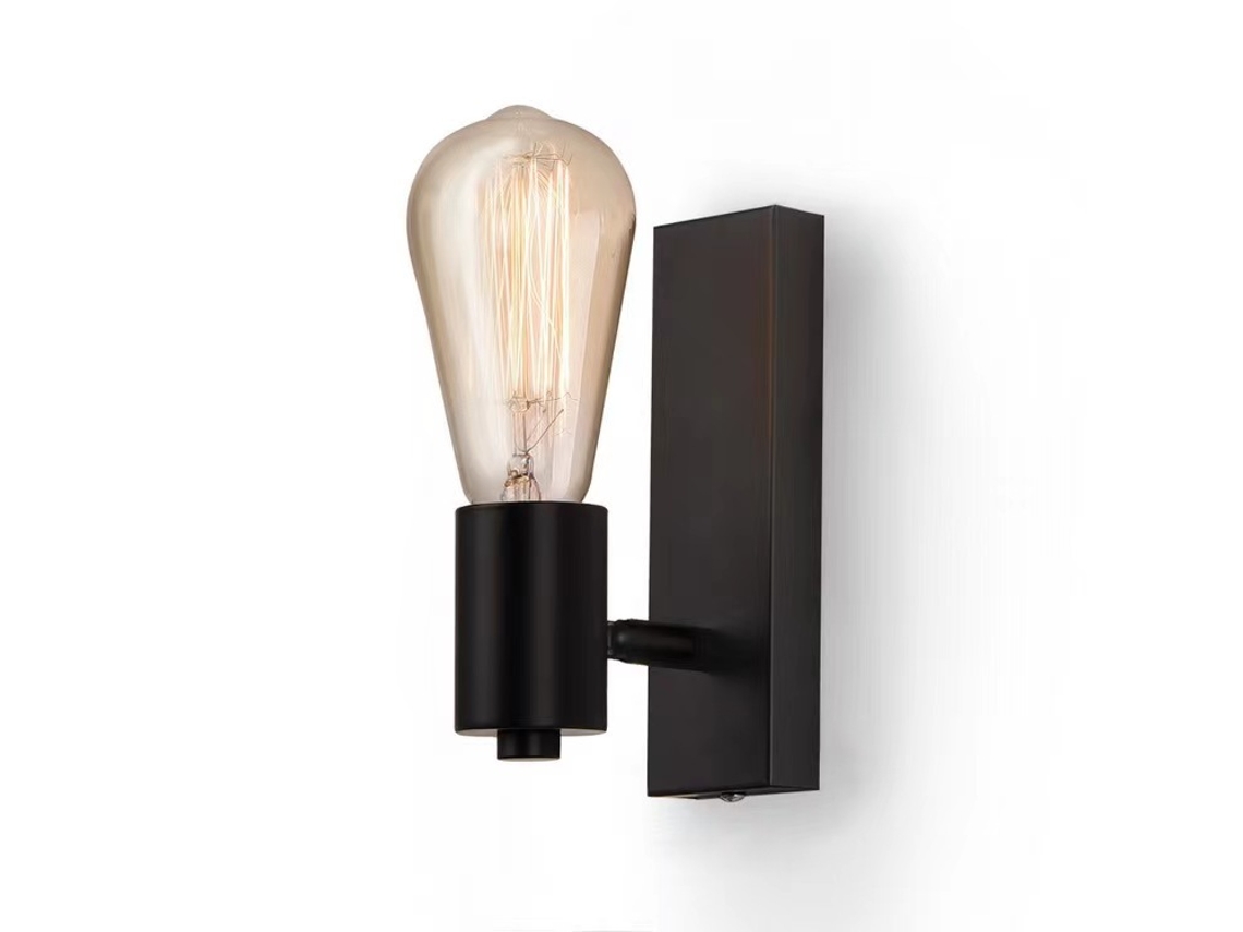 Lâmpada De Parede Industrial Negra, Base Retangular, Lâmpada E27, 220 V
