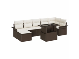Vidaxl Conjunto De Sofá De Jardim 8 Pcs Castanho Rattan Sintético