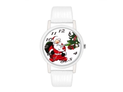 Reloj De Moda Navideño Con Correa Pu De Cuarzo Casual Unisex (blanco)