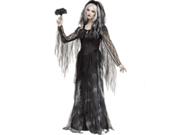 Disfraz De Noiva Fantasma Sexy Para Halloween Medieval Bruja Gótica Zombie Vampiro Terrorífico Negro M