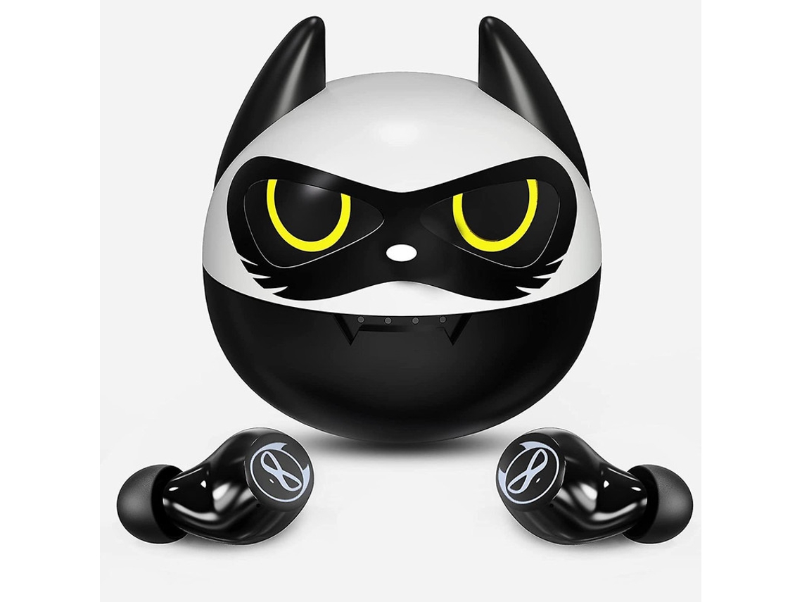Fones Bluetooth 5.0 Tws Design Desenhos Animados 36h Hifi Caixa Carregamento Preto