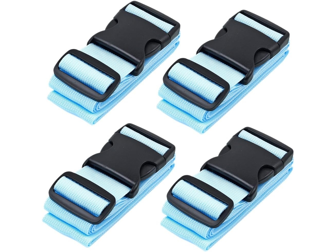 Cinto De Bagagem Ajustável, Pacote Com 4, Com Fivela Resistente Para Malas De Viagem Elysve
