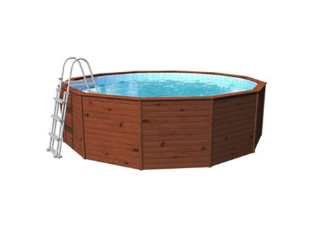 Piscina De Madeira Com Painéis Com Limpadores De Areia 315X105 Cm Com Escada