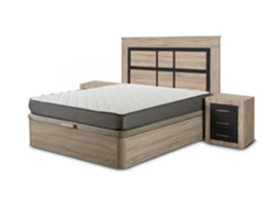 Conjunto De Cama Box Cambria De 150 Cm Colchão Cabeceira E 2 Mesas De Cabeceira, Cambria E Grafite Saldosystocks