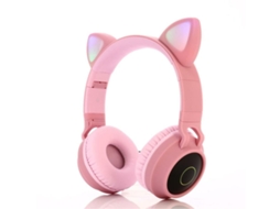 Fone De Ouvido Bluetooth 5.0 Com Orelhas De Gato Fofo Bt028c, Dobrável, Estéreo, Sem Fio, Para Crianças (rosa)