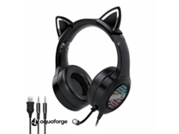 Headset Gaming Com Microfone Rgb 3,5 Mm Design Com Orelhas De Gato