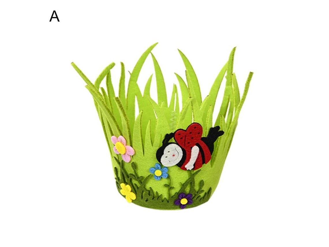 Cesta Decorativa Artesanal De Tela No Tejida Para Hogar Y Pascua Con Diseño De Flores A