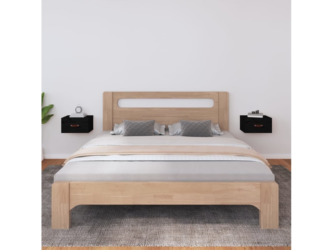 Vidaxl Mesas De Cabeceira Montagem Na Parede 2 Pcs 40x29,5x22cm Preto