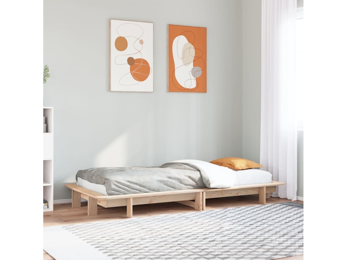 Vidaxl Cama Sem Colchão 100x200 Cm Madeira de Pinho Maciça