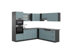 Cozinha de canto R-Line, 237 x 60 cm sem bancada, cinza azulado/antracite, Vicco