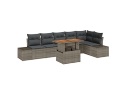 Conjunto 7 Móveis De Jardim Vidaxl Cinzento Vime Pe (100 X 55 X 73 Cm)