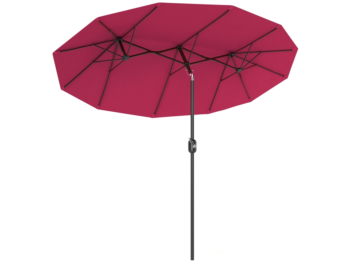 Chapéu De Sol Duplo Chapéu De Sol De Jardim Com Inclinação De 45° Manivela Estrutura De Aço 295x152x222 Cm Vermelho
