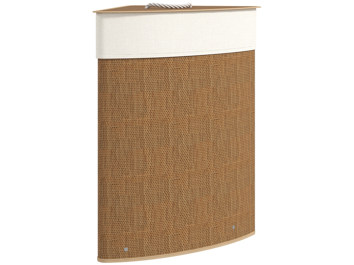 Cesto Canto Roupa Suja Bambu Trançado 55l Marrom
